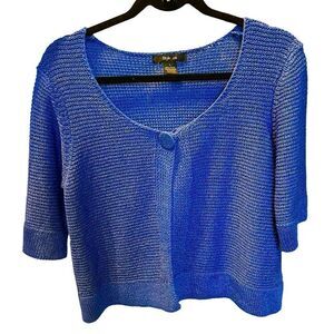 Style & Co. Women's Cropped Cardigan Sweater Royal Blue Size Large